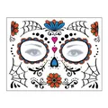 Halloween Day of the Dead face tattoo sticker with colorful skull and floral patterns - Pattern 10 / 17.2x13.2