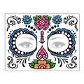 Colorful sugar skull face tattoo sticker for Halloween and Day of the Dead parties - New 3 / 17.2x13.2