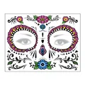 Day of the Dead floral skull temporary face tattoo sticker for Halloween costume party - New Style 4 / 17.2x13.2