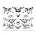Halloween face tattoo stickers with black spider web and spider designs for masquerade. - Spider 6 / 17.2x13.2