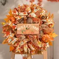 Ghirlanda del raccolto autunnale con zucche, acero e cartello di benvenuto - Stile 32 (32款)