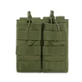 Tactical M4 magazine pouch in olive green with MOLLE system and bungee cord retention - Double Pouch / Army Green