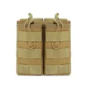 Tan tactical double M4 magazine pouch with MOLLE attachment and elastic retention - Double Pouch / Tan