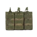 Tactical triple M4 magazine pouch in camouflage pattern with MOLLE webbing system - Triptych Set / Foliage Green
