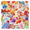 Watercolor PET transparent stickers featuring vibrant goldfish and betta fish designs for DIY - Goldfish / 53 Pieces/Set / Colorful