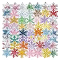 Colorful watercolor PET transparent snowflake stickers for DIY phone case decoration - Glass Snowflake / 55 Pieces / Colorful