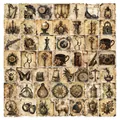Vintage watercolor PET waterproof stickers set featuring 50 retro sepia-toned designs - Vintage Bookmark / 53 Pieces/Set / Brown