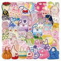 Collection of cute waterproof PET stickers with colorful crochet bag designs for DIY decor - Knitted Bag / 53 Pieces/Set / Colorful