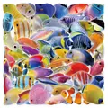 Premium set of 50 watercolor tropical fish PET waterproof stickers for DIY craft decoration - Coral Fish / 53 Pieces/Set / Colorful