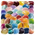 Set of colorful watercolor PET pebble stickers for waterproof DIY craft decoration - Pebble / 51 Pieces/Pack / Colorful