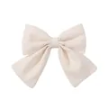 Pince à cheveux nœud en tissu beige pour filles, accessoire style collège chic - Style de Nœud à Double Couche Simple (2) / 1 Pièce / Blanc Cassé