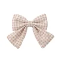 Grande barrette à nœud à carreaux beige avec imprimé fleuri pour filles style école - Style d'Imprimé Floral à Carreaux (6) / 1 Pièce / Poche zippée
