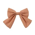 Grande fiocco per capelli in tessuto pesca per ragazze dal design elegante accademico - Stile Twill Tinta Unita (5) / 1 Pezzo / Albicocca