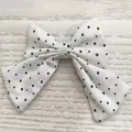 Fiocco per capelli bianco a pois neri per bambine, fermaglio in tessuto stile preppy - Stile a Pois Neri (12) / 1 Pezzo / Bianco