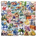 Watercolor travel themed PET waterproof stickers for DIY craft decoration - Travel / 51 Pieces/Pack / Colorful