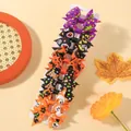 Set of 10 Halloween themed grosgrain ribbon hair bows with spooky cartoon prints. - Style H (10H)