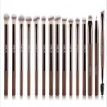 Professional 15-piece eye makeup brush set for blending and eyeshadow application - 15-Piece Eye Makeup Brush Set / Coffee