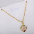 Elegant gold chain necklace featuring a sparkling strawberry pendant with purple stones. - Purple Zirconia Strawberry Necklace #1 (xl2)