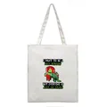 White canvas tote bag with Grinch character print and humorous English slogan - Vertical White (figure 2)