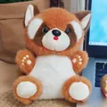 Süßer kleiner Roter Panda Plüsch-Anhänger mit weichem orangefarbenem Fell und Pfotenstickerei - Perlenkette / Braun