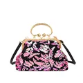 Pochette de soirée faite à la main avec motif léopard à paillettes roses et anse dorée - Style Pochette/Bandoulière / Rose rouge
