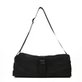 Versatile black Korean style large capacity waterproof Oxford cloth crossbody bag - Large / Black