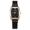 Dettaglio di un orologio al quarzo vintage da donna con quadrante cielo stellato e cinturino - Nero