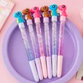 Cute dinosaur topper oil-filled quicksand glitter gel pen in multiple assorted pastel colors - Cute Dinosaur Series