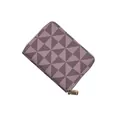 Slim women's card holder with pink geometric star pattern and elegant gold zipper - Pink