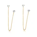 Elegante S925 sterling zilveren gouden ketting oorbellen met zirkonia oorknopjes. - Creatieve Kettingstijl / Goud