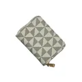 Stylish women's zippered card holder wallet with modern triangular geometric pattern - White