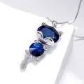 Elegante Halskette mit dunkelblauem Kristall-Katzenanhänger für Damen, Silberton. - Katzen-Stil (YH329新猫咪) / Blau