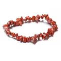Elegante pulsera de jaspe rojo natural con cuentas de cristal irregulares y elásticas - Jaspe Rojo