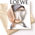 Elegant tri-color mulberry silk square scarf in champagne and silver grey shades - 17111-gray Rice / 53*53cm