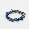 Pulsera elástica de piedra natural de lapislázuli azul con cuentas grises irregulares - Lapislázuli