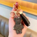 Sparkling rhinestone bear keychain for car keys and bags, luxury crystal bear pendant - Gunmetal
