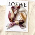 Elegant mulberry silk square scarf featuring an abstract geometric color pattern - 17216-pink / 53*53cm