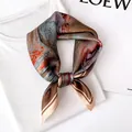 Elegant mulberry silk square scarf with abstract oil painting print for stylish women - 17304 - Main Image / 53*53cm