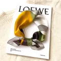 Vintage geometric patterned silk square scarf in mustard yellow and olive green tones - 17216-green / 53*53cm