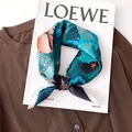 Vintage pattern silk square scarf in teal and orange for elegant neckwear styles. - 17305 - Main Image / 53*53cm