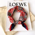 Vintage red silk scarf with intricate paisley pattern on fashion lookbook - 17312 - Main Image / 53*53cm