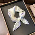 Elegant mulberry silk square scarf with vintage purple floral print on a cream base - 17114 - Main Image / 53*53cm