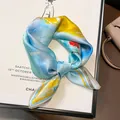 Elegant mulberry silk square scarf featuring a vintage sunflower oil painting print design - 17219 - Main Image / 53*53cm