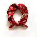 Elegant red vintage pattern silk square scarf featuring paisley and star motifs - 17102-red / 53*53cm