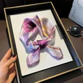 Elegant purple sunflower pattern mulberry silk square scarf for fashion women - 17323 - Main Image / 53*53cm