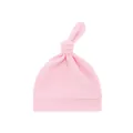 Detailansicht einer weichen rosa Babyknotenmütze aus atmungsaktivem Baumwollstoff - Rosa (einlagig Einzelnes Rouge) / Einheitsgröße