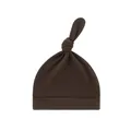 Weiche dunkelbraune Baby-Knotenmütze für Neugeborene mit einem dekorativen Knoten - Kaffeebraun (einlagig Chiffon) / Einheitsgröße