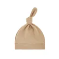 Weiche beige gestrickte Babymütze mit süßem Knoten für Neugeborene - Khaki (einlagig Einlagig Chiffon) / Einheitsgröße