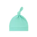 Weiche mintgrüne geknotete Babymütze für Neugeborene und Kleinkinder aus Baumwollstoff - Hellseeblau (einlagig Chiffon) / Einheitsgröße