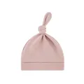 Eine weiche staubrosa Baby-Knotenmütze aus atmungsaktivem Strick für kleine Neugeborene - Taro-farbe (einschichtig Einzelne Maserknolle) / Einheitsgröße